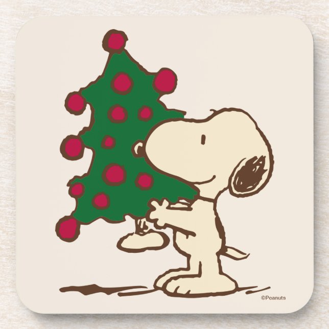 Erdnüsse | Snoopy Weihnachtsbaum Getränkeuntersetzer (Vorderseite)