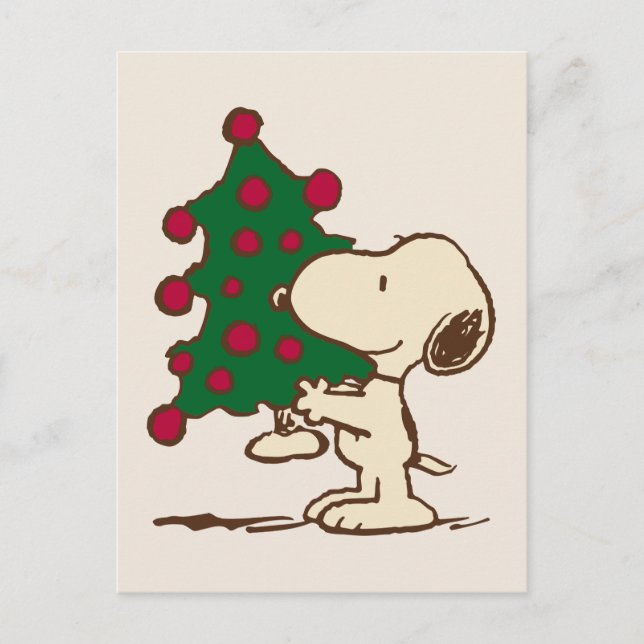 Erdnüsse | Snoopy Weihnachtsbaum Postkarte (Vorderseite)
