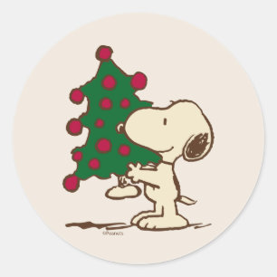 Erdnüsse Snoopy Weihnachtsbaum Runder Aufkleber