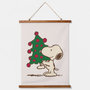 Erdnüsse   Snoopy Weihnachtsbaum Wandteppich Mit Holzrahmen