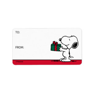 Erdnüsse Snoopy Weihnachtsgeschenk Geschenkmarke Adressaufkleber