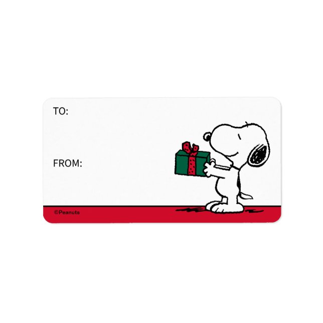 Erdnüsse | Snoopy Weihnachtsgeschenk Geschenkmarke Adressaufkleber (Vorne)