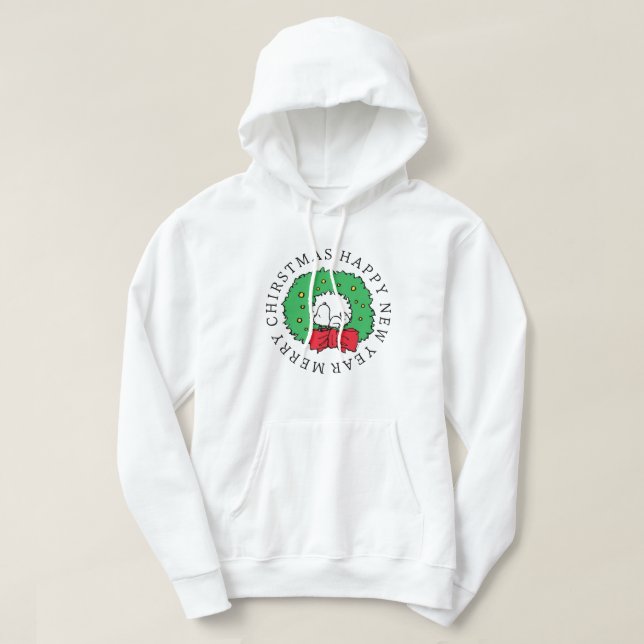 Erdnüsse | Snoopy Weihnachtskranz Hoodie (Design vorne)