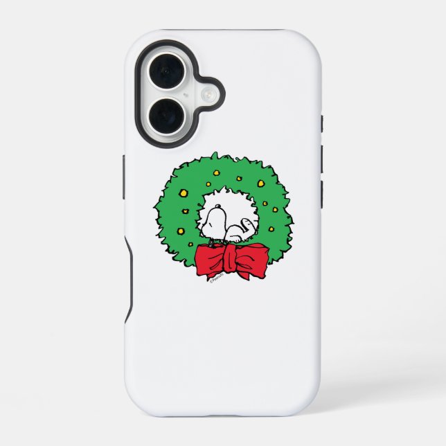 Erdnüsse | Snoopy Weihnachtskranz iPhone 16 Hülle (Rückseite)