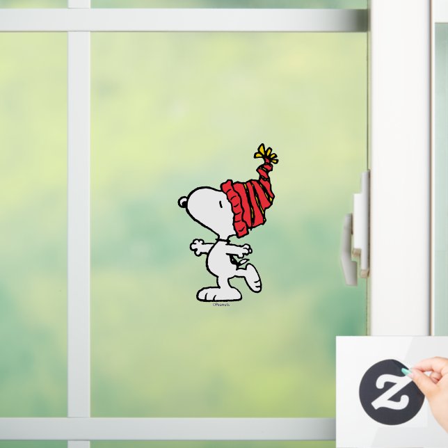 Erdnüsse | Snoopy Winter Beanie Cap Fensteraufkleber (Zuhause)