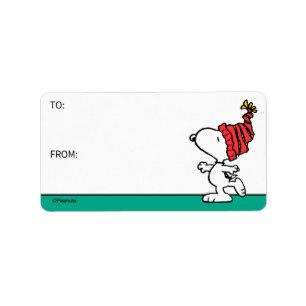 Erdnüsse Snoopy Winter Beanie Cap Gift Tag Adressaufkleber