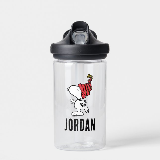 Erdnüsse | Snoopy Winter Beanie Cap | Name hinzufü Trinkflasche (Vorne)