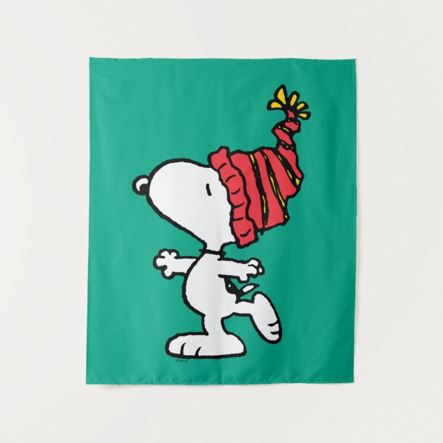 Erdnüsse | Snoopy Winter Beanie Cap Wandteppich (Vorderseite)