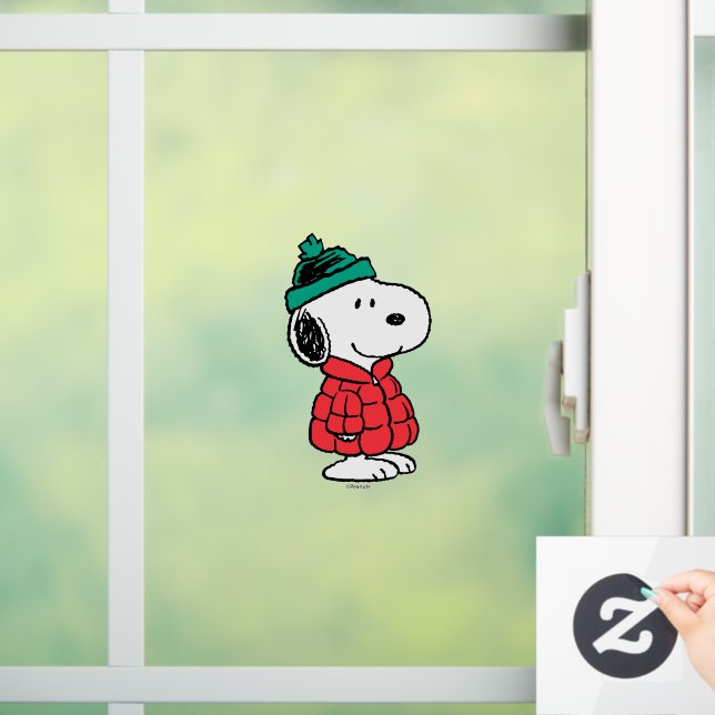 Erdnüsse | Snoopy Winter Coat & Hat Fensteraufkleber (Zuhause)