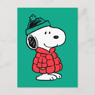 Erdnüsse Snoopy Winter Coat & Hat Postkarte
