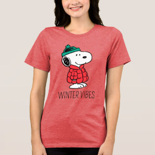 Erdnüsse Snoopy Winter Coat & Hat Tri-Blend Shirt
