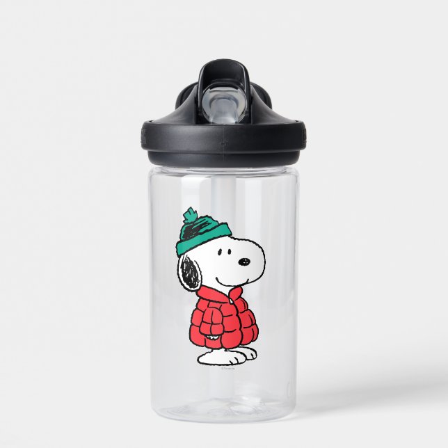 Erdnüsse | Snoopy Winter Coat & Hat Trinkflasche (Vorne)