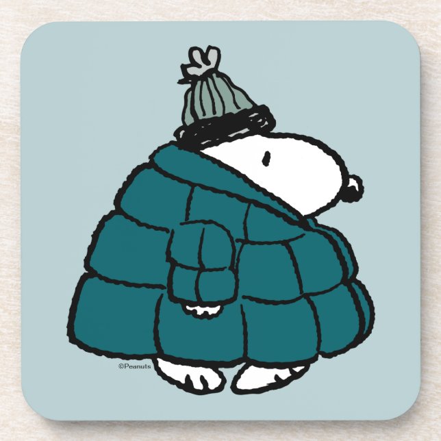 Erdnüsse | Snoopy Winter Puffy Jacket Getränkeuntersetzer (Vorderseite)