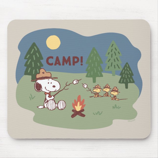 Erdnüsse | Snoopy & Woodstock am Campfire Mousepad (Vorne)