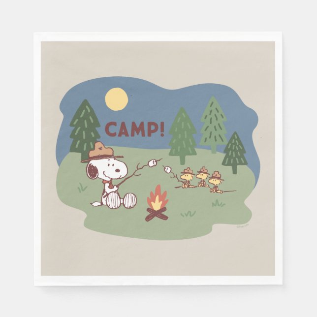 Erdnüsse | Snoopy & Woodstock am Campfire Serviette (Vorderseite)