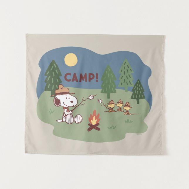 Erdnüsse | Snoopy & Woodstock am Campfire Wandteppich (Vorderseite (Horizontal))
