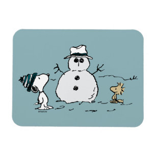 Erdnüsse   Snoopy & Woodstock Bau a Snowman Magnet