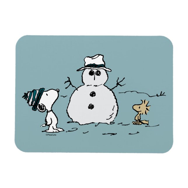 Erdnüsse | Snoopy & Woodstock Bau a Snowman Magnet (Horizontal)