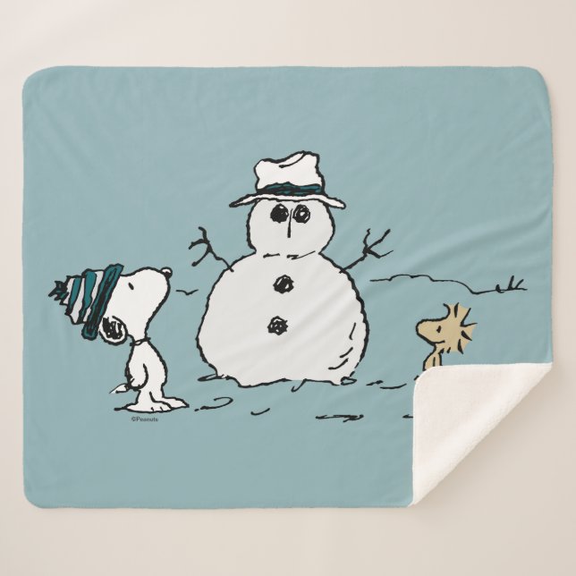Erdnüsse | Snoopy & Woodstock Bau a Snowman Sherpadecke (Vorderseite (Horizontal))