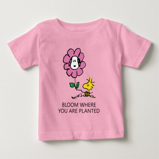 Erdnüsse | Snoopy & Woodstock-Blume Baby T-shirt (Vorderseite)