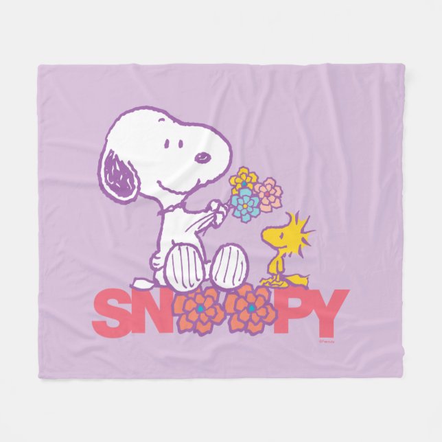 Erdnüsse | Snoopy & Woodstock-Blume Fleecedecke (Vorderseite (Horizontal))