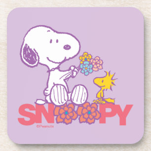 Erdnüsse   Snoopy & Woodstock-Blume Getränkeuntersetzer