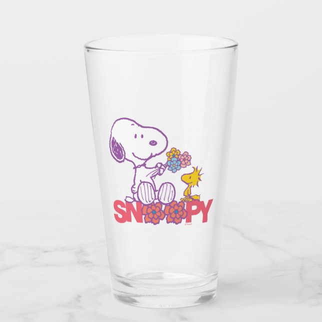 Erdnüsse | Snoopy & Woodstock-Blume Glas (Vorderseite)
