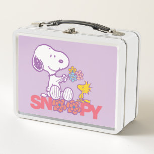 Erdnüsse   Snoopy & Woodstock-Blume Metall Brotdose
