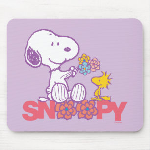 Erdnüsse   Snoopy & Woodstock-Blume Mousepad