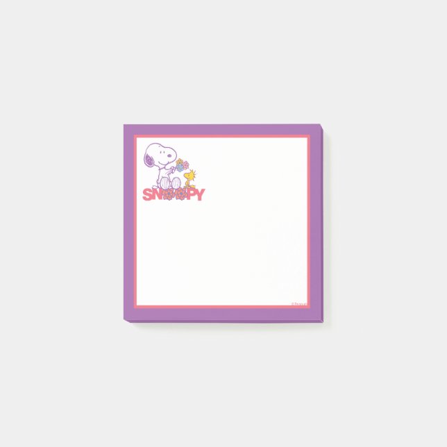 Erdnüsse | Snoopy & Woodstock-Blume Post-it Klebezettel (Vorderseite)