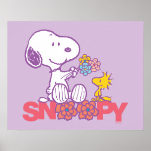 Erdnüsse   Snoopy & Woodstock-Blume Poster