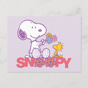 Erdnüsse   Snoopy & Woodstock-Blume Postkarte