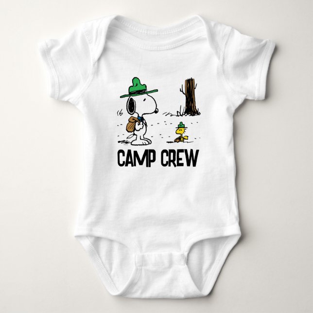 Erdnüsse | Snoopy & Woodstock Camping Baby Strampler (Vorderseite)