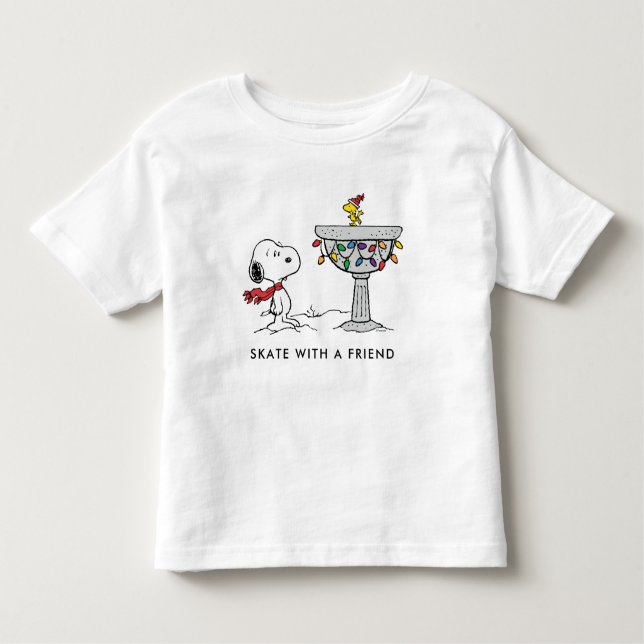 Erdnüsse | Snoopy & Woodstock dekorierte Vogelbade Kleinkind T-shirt (Vorderseite)