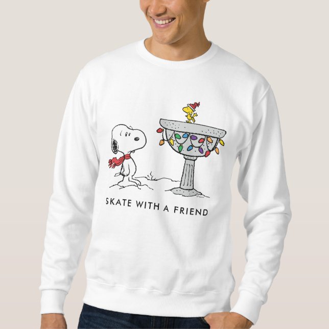 Erdnüsse | Snoopy & Woodstock dekorierte Vogelbade Sweatshirt (Vorderseite)