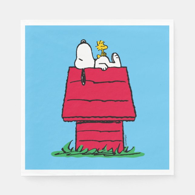 Erdnüsse | Snoopy & Woodstock Doghouse Serviette (Vorderseite)