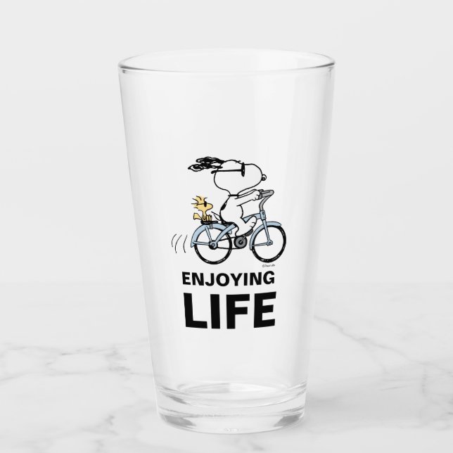 Erdnüsse | Snoopy & Woodstock Fahrrad Glas (Vorderseite)