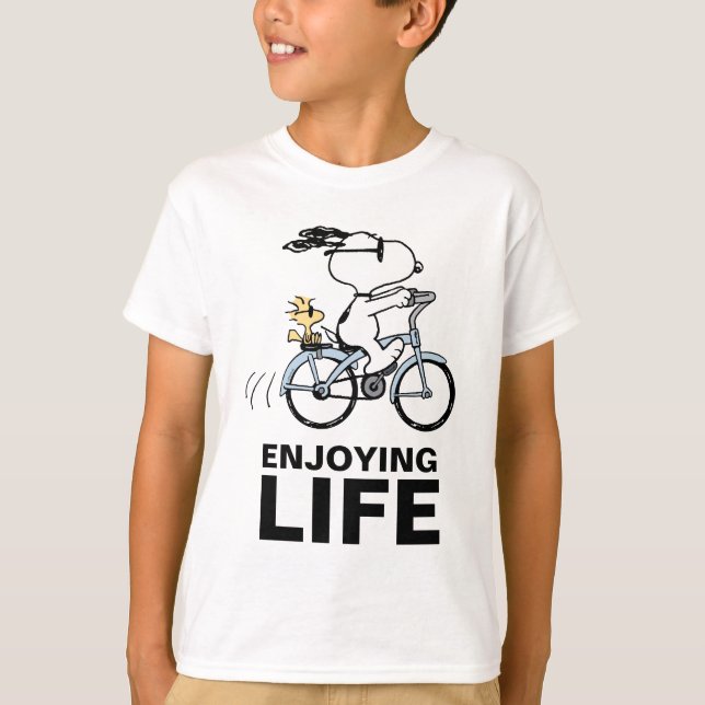 Erdnüsse | Snoopy & Woodstock Fahrrad T-Shirt (Vorderseite)