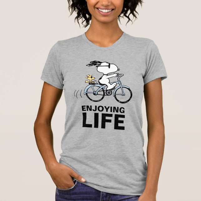 Erdnüsse | Snoopy & Woodstock Fahrrad T-Shirt (Vorderseite)