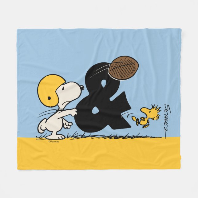 Erdnüsse | Snoopy & Woodstock Football Fleecedecke (Vorderseite (Horizontal))