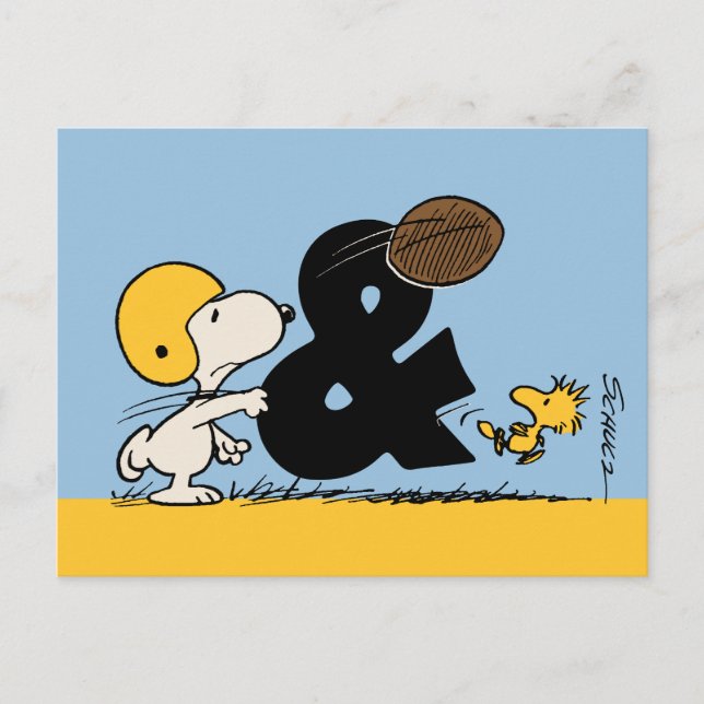 Erdnüsse | Snoopy & Woodstock Football Postkarte (Vorderseite)