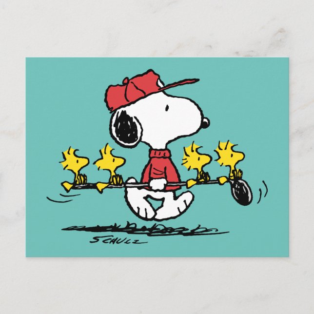 Erdnüsse | Snoopy, Woodstock & Friends Golf Postkarte (Vorderseite)