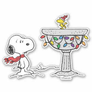 Erdnüsse   Snoopy & Woodstock Gefrorenes Birdbad Aufkleber