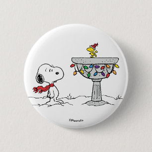 Erdnüsse Snoopy & Woodstock Gefrorenes Birdbad Button