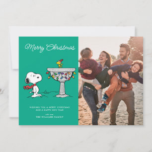 Erdnüsse Snoopy & Woodstock Gefrorenes Birdbad Feiertagskarte