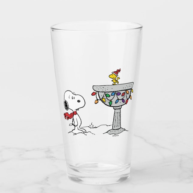 Erdnüsse | Snoopy & Woodstock Gefrorenes Birdbad Glas (Vorderseite)