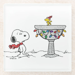 Erdnüsse   Snoopy & Woodstock Gefrorenes Birdbad Glasuntersetzer
