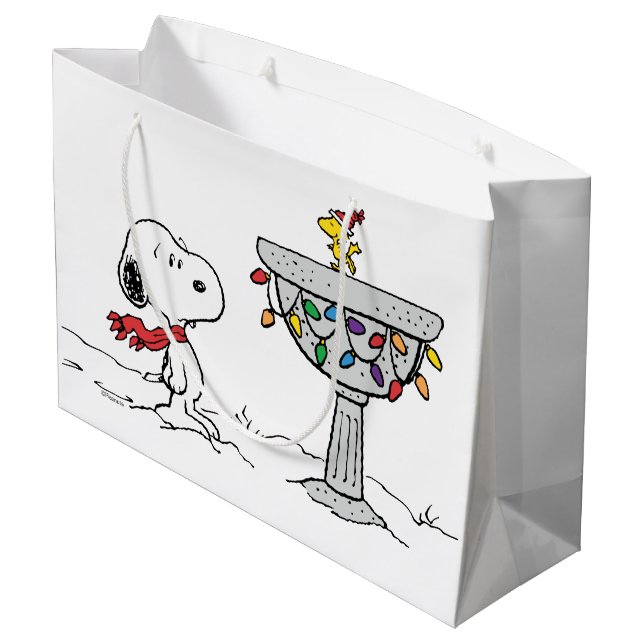 Erdnüsse | Snoopy & Woodstock Gefrorenes Birdbad Große Geschenktüte (Rückseite Schrägansicht)