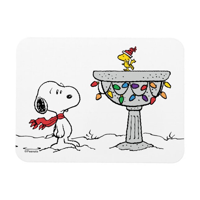 Erdnüsse | Snoopy & Woodstock Gefrorenes Birdbad Magnet (Horizontal)