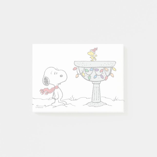 Erdnüsse | Snoopy & Woodstock Gefrorenes Birdbad Post-it Klebezettel (Vorderseite)